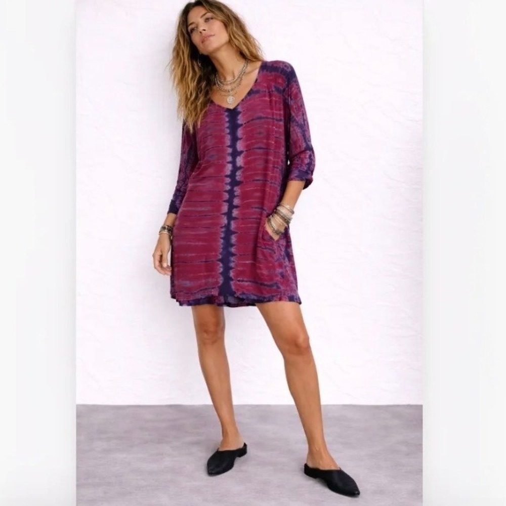 Raquel Allegra Silk Pullover Dress Tetra Wine‎ Tie Dye Y36-5421TD Size S NWT